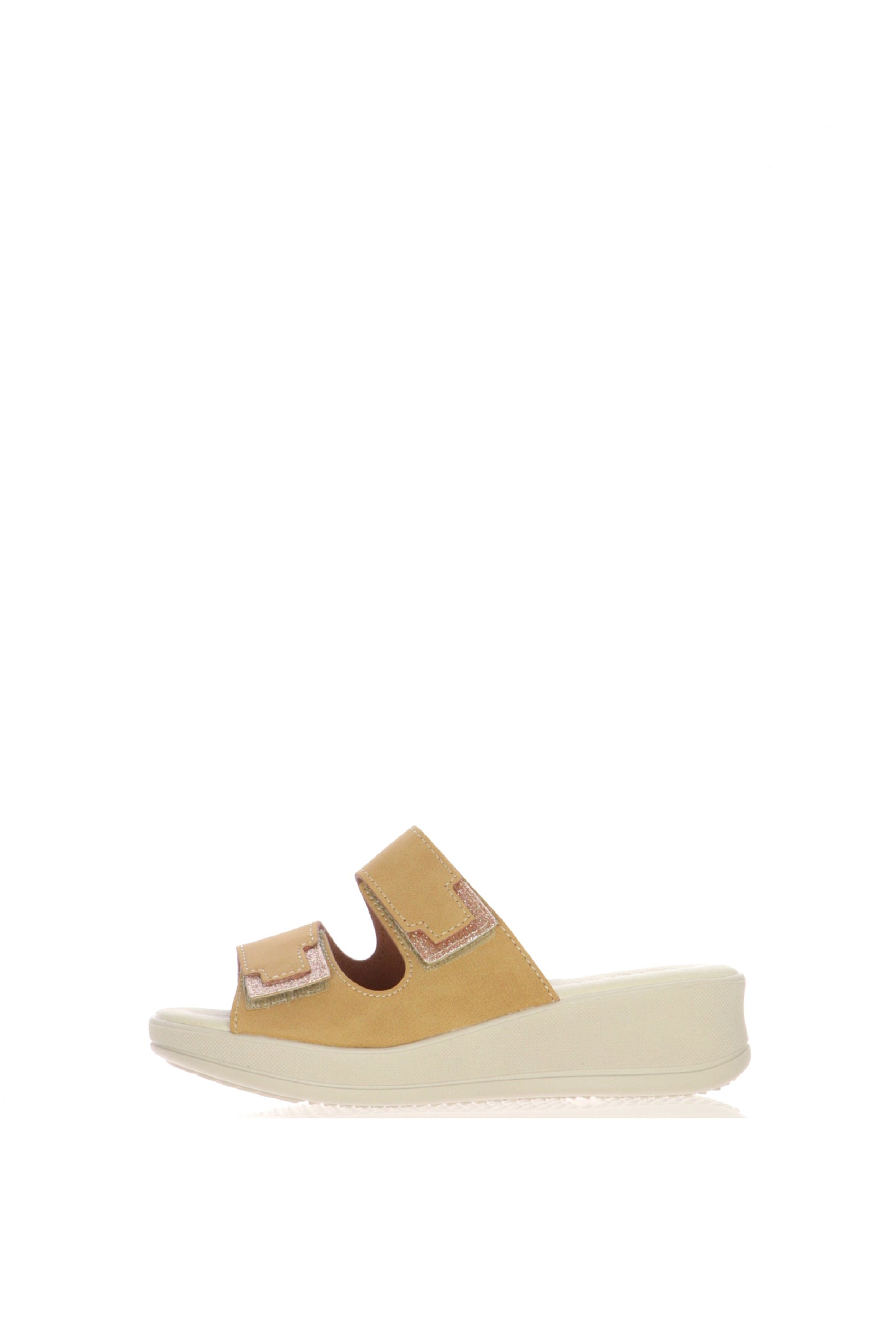 Sandalo scalzato beige con strappi  plantare estraibile