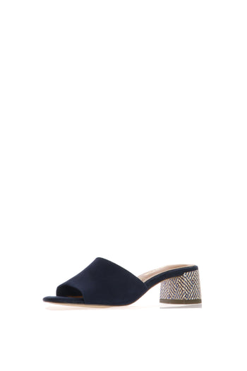 Sandalo scalzato camoscio blu e beige con tacco Tamaris - 3