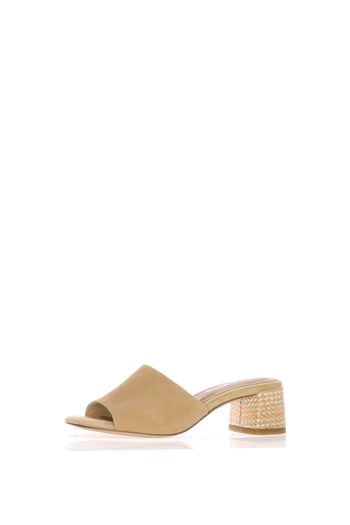 Sandalo scalzato camoscio blu e beige con tacco Tamaris - 4