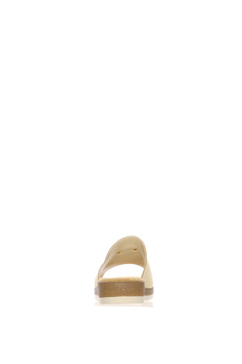 Sandalo scalzato fascione verde e beige zeppa bassa - 11