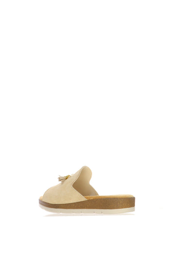 Sandalo scalzato fascione verde e beige zeppa bassa - 6