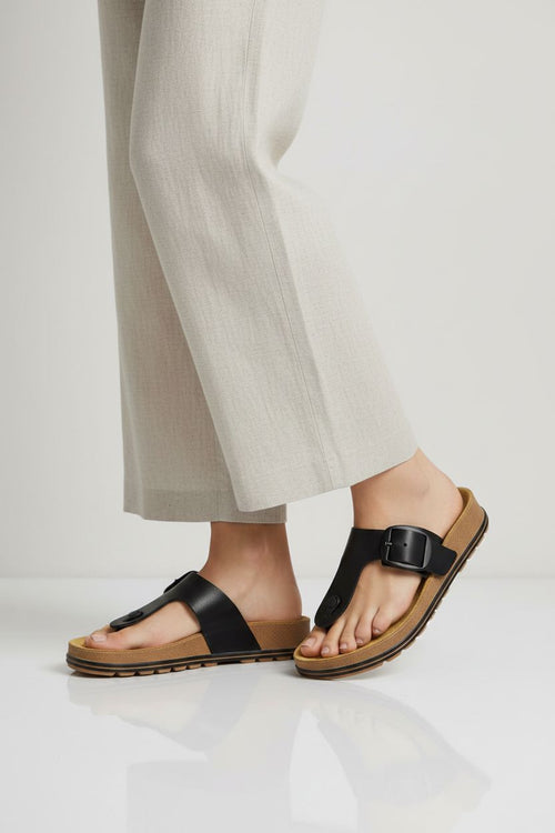 Sandalo scalzato infradito in pelle nero Cinzia Soft - 2