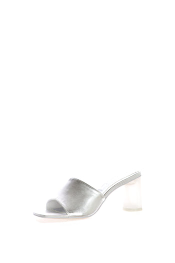 Sandalo scalzato in pelle argento con tacco Tamaris - 3