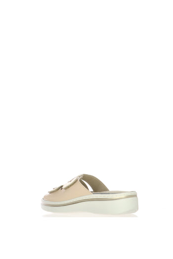 Sandalo scalzato in pelle beige con strappi  plantare estraibile - 4