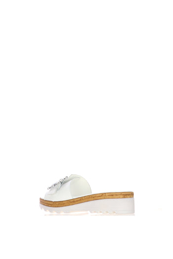 Sandalo scalzato in pelle bianco e cuoio  con fascia regolabile - 7