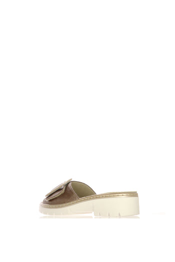 Sandalo scalzato in pelle bronzo con  fascia regolabile - 5