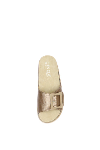 Sandalo scalzato in pelle bronzo con  fascia regolabile - 6