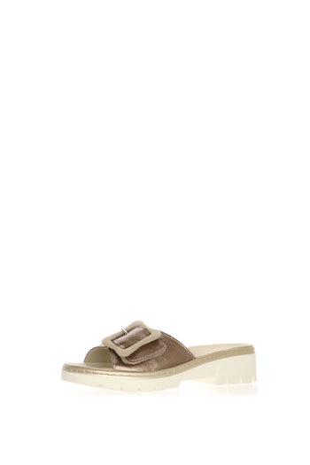 Sandalo scalzato in pelle bronzo con  fascia regolabile - 4