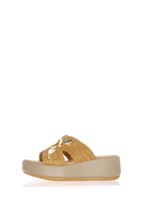 Sandalo scalzato in raffia con pietre luminose Soffice Sogno - 1
