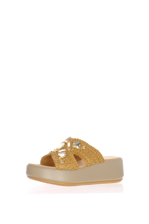 Sandalo scalzato in raffia con pietre luminose Soffice Sogno - 2