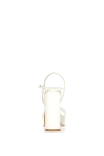 Sandalo sposa Elettra bianco seta con plateau - 5