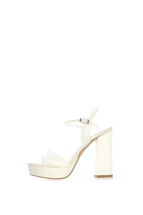 Sandalo sposa Elettra bianco seta con plateau - 1