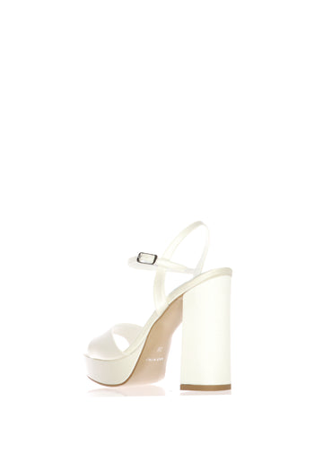 Sandalo sposa Elettra bianco seta con plateau - 4