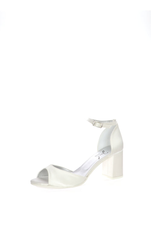 Sandalo sposa bianco seta con tallone chiuso - 2