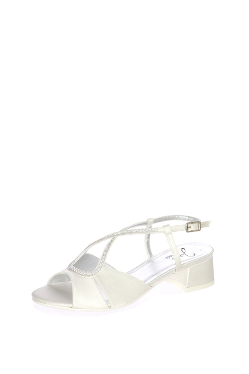 Sandalo sposa con incrocio di Swarovski tacco basso Joel 1039Q30 - 1