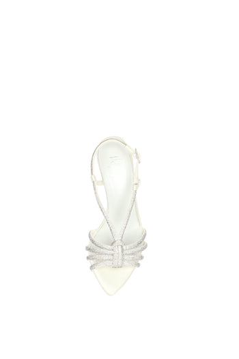 Sandalo sposa gioiello bianco seta con tacco sottile - 5