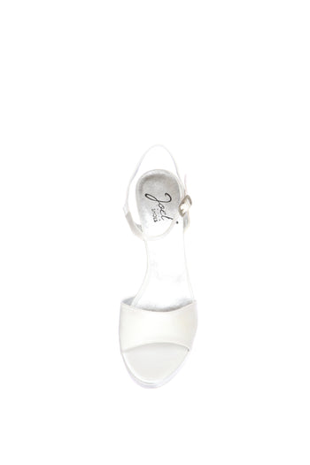 Sandalo sposa in raso bianco seta tacco 8 Joel - 5