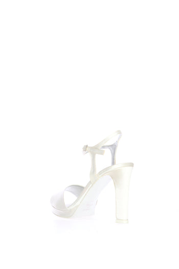 Sandalo sposa in raso bianco seta tacco 8 Joel - 4
