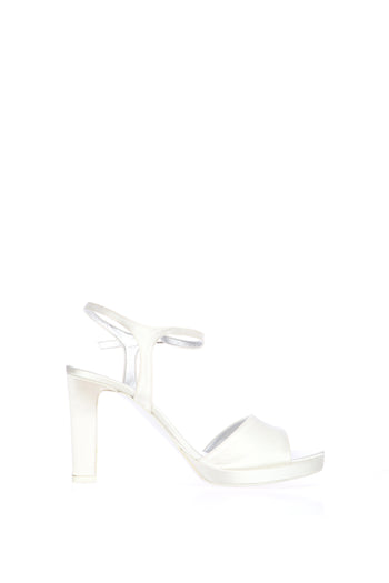 Sandalo sposa in raso bianco seta tacco 8 Joel - 3