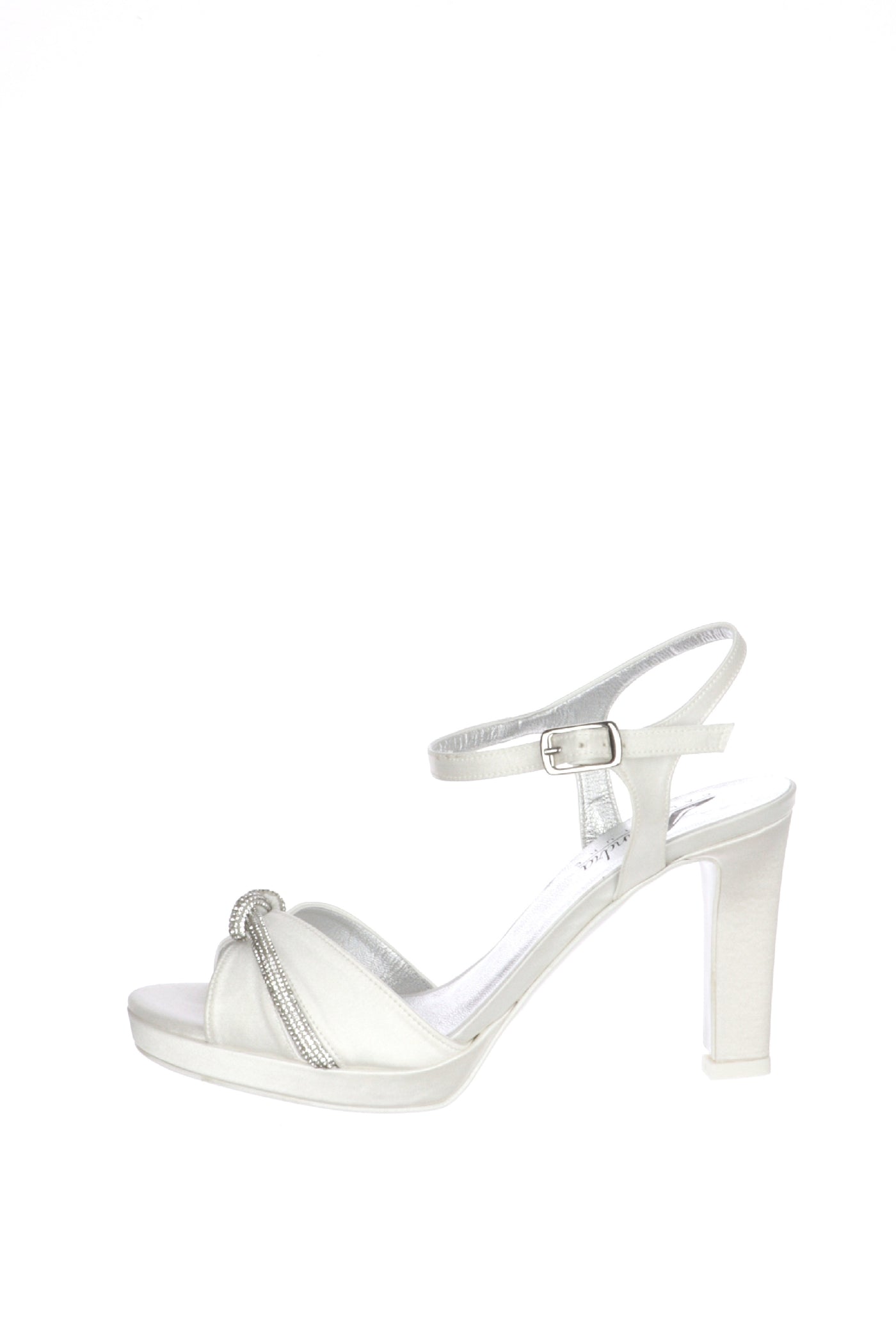 Sandalo sposa in raso nodo Swarovski Veronica 80