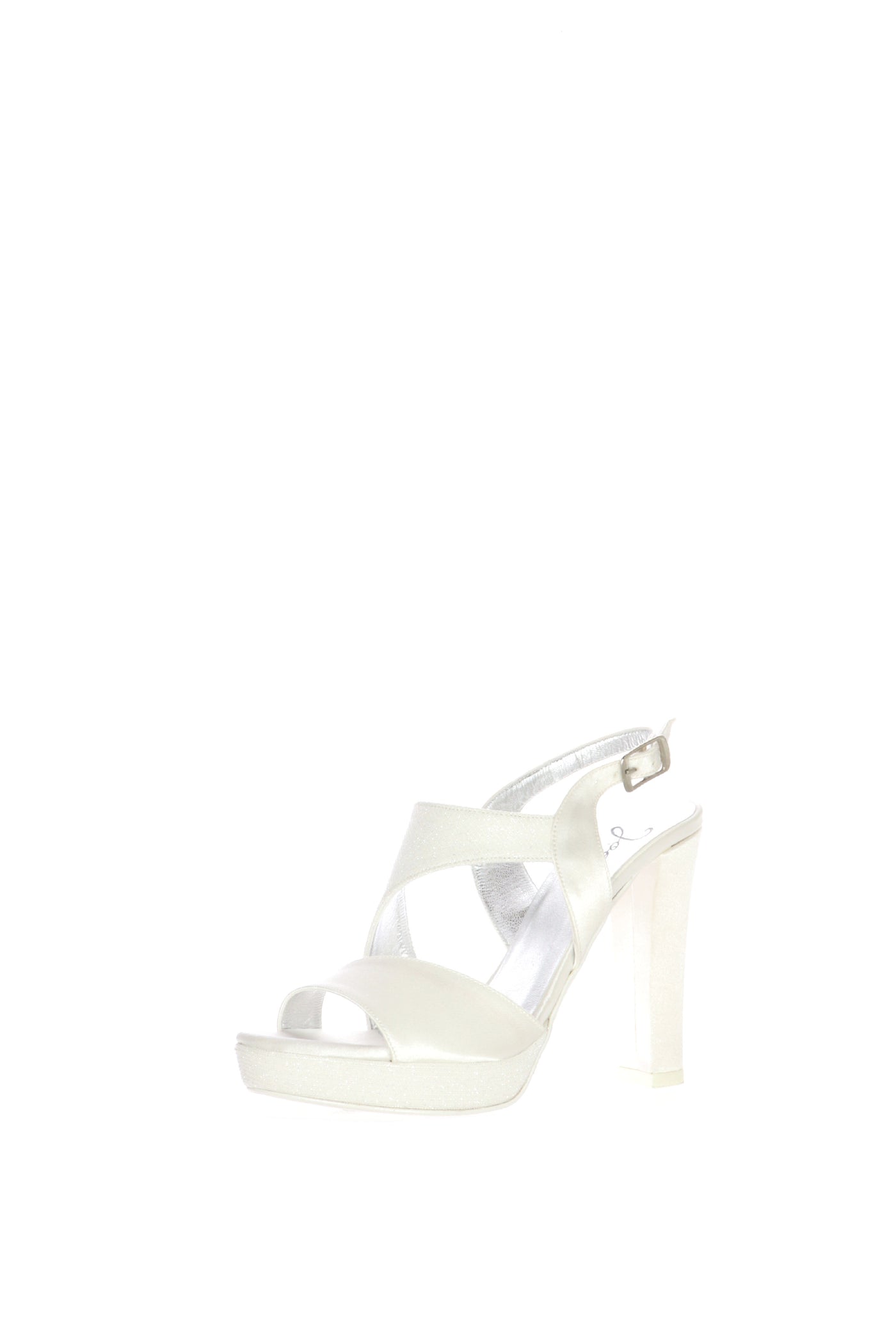 Sandalo sposa raso e glitter bianco seta tacco doppio Joel 7031 2