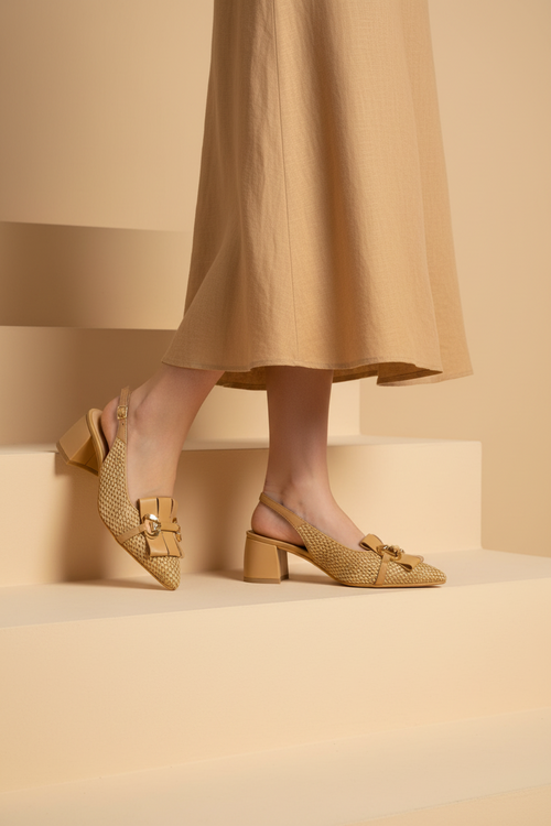 Slingback cuoio con frangia dal n 33 al 44 - 2