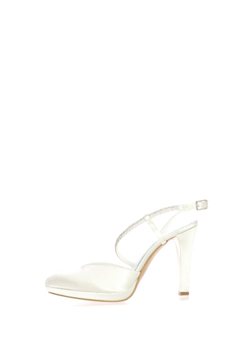 Slingback gioiello sposa in raso bianco seta I AM BRIDE - 14