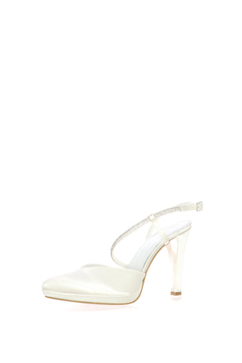 Slingback gioiello sposa in raso bianco seta I AM BRIDE - 9