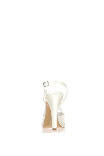 Slingback gioiello sposa in raso bianco seta I AM BRIDE - 11
