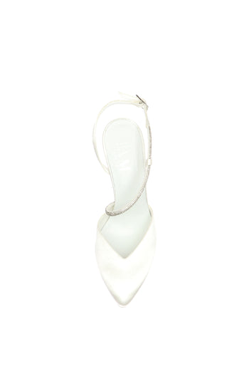 Slingback gioiello sposa in raso bianco seta I AM BRIDE - 12