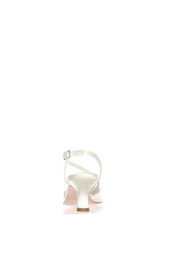 Slingback gioiello sposa  raso bianco seta I AM - 8