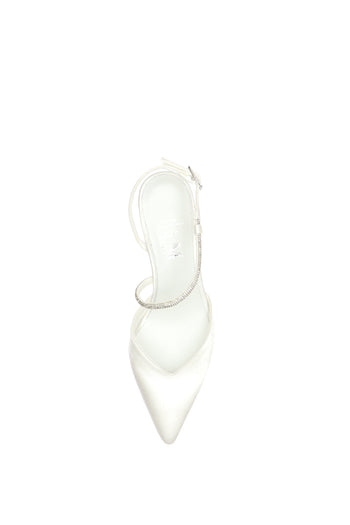 Slingback gioiello sposa  raso bianco seta I AM - 9