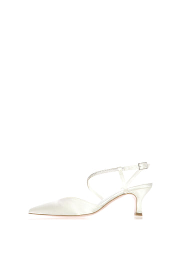 Slingback gioiello sposa  raso bianco seta I AM - 10
