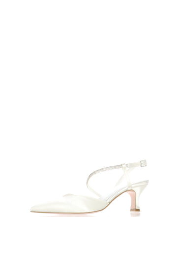 Slingback gioiello sposa  raso bianco seta I AM - 11