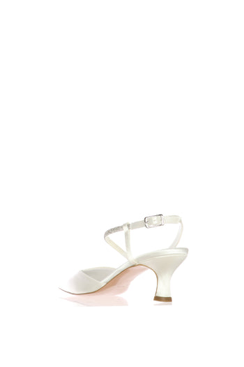 Slingback gioiello sposa  raso bianco seta I AM - 7
