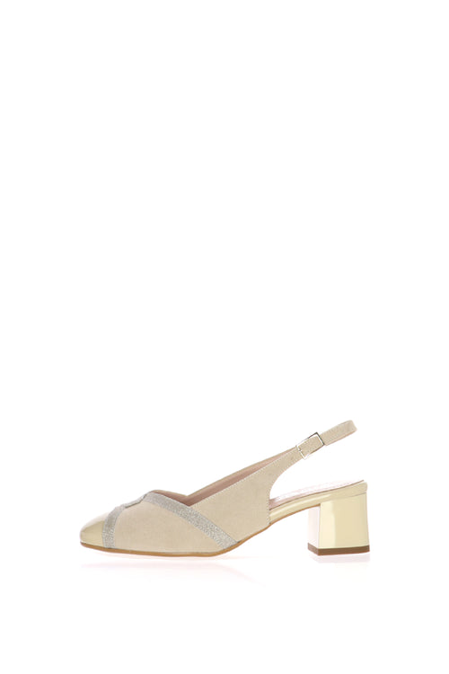 Slingback in camoscio con puntale lucido tacco basso Cinzia Soft - 1