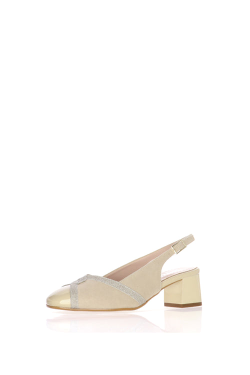 Slingback in camoscio con puntale lucido tacco basso Cinzia Soft - 2