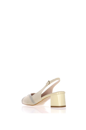 Slingback in camoscio con puntale lucido tacco basso Cinzia Soft - 3
