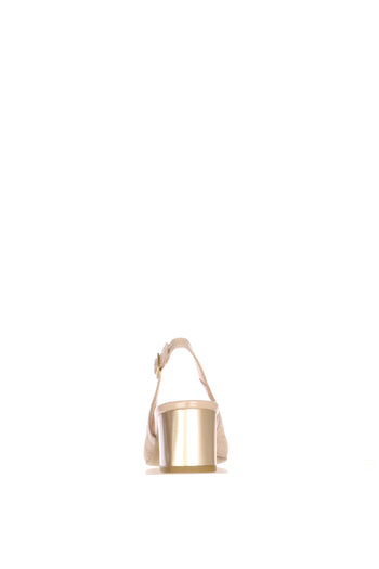 Slingback in pelle e rete con glitter blu e phard tacco basso - 7