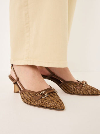 Slingback in pelle intrecciata con tacco basso Tamaris - 3