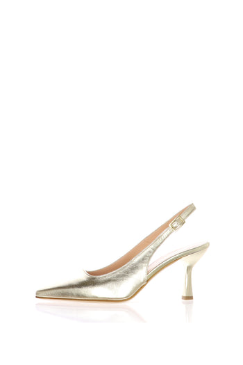 Slingback in pelle laminata argento e platino  Soffice Sogno - 5