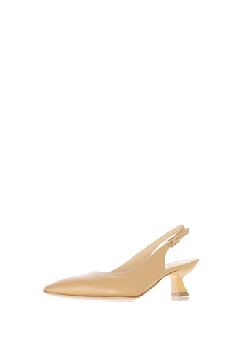 Slingback in pelle nera e cipria con tacco rocchetto - 4