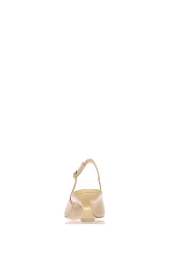Slingback in pelle nera e cipria con tacco rocchetto - 10