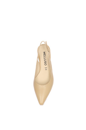Slingback in pelle nera e cipria con tacco rocchetto - 7
