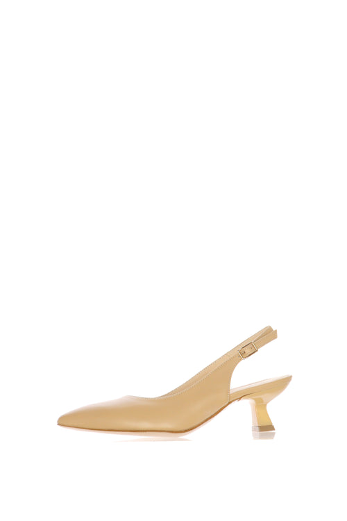 Slingback in pelle nera e cipria con tacco rocchetto - 2