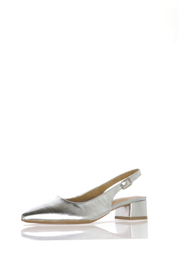 Slingback basso laminato platino e argento Tamaris - 5