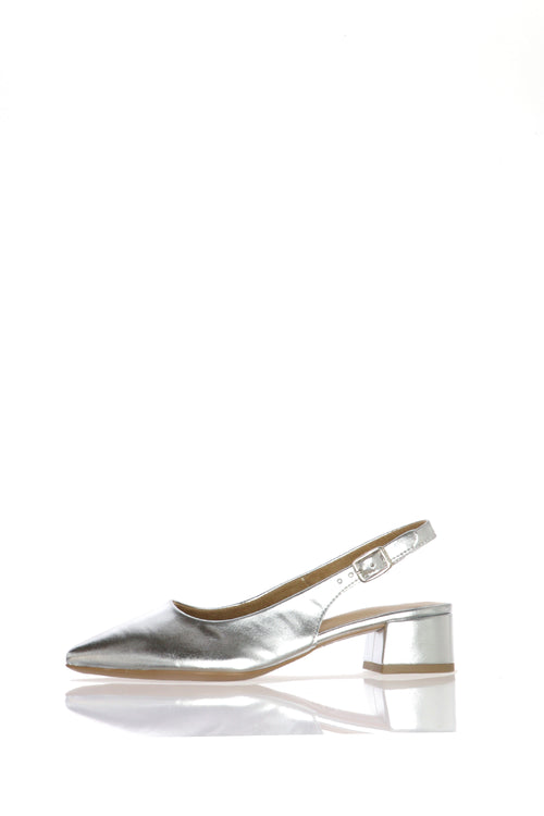 Slingback basso laminato platino e argento Tamaris - 1