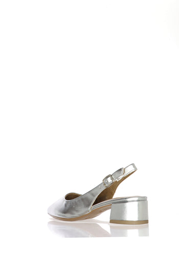 Slingback basso laminato platino e argento Tamaris - 7