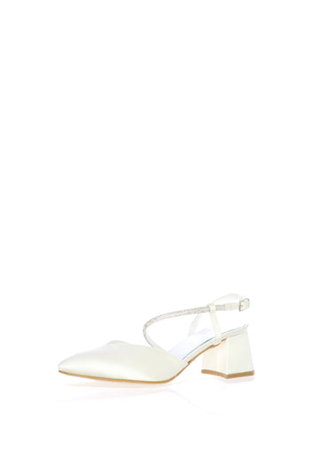Slingback in raso con tubo di strass trasversale I am Bride - 3