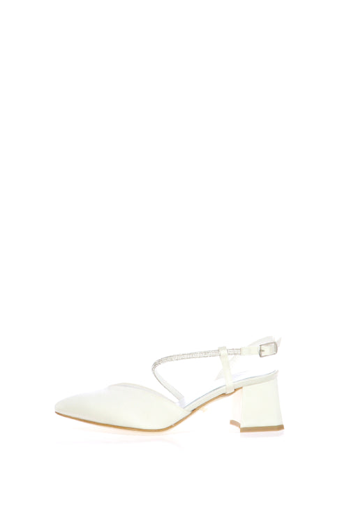 Slingback in raso con tubo di strass trasversale I am Bride - 1